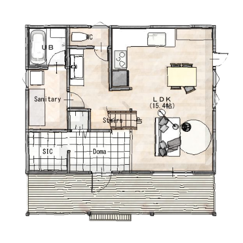 【オハナ】プラン例 1F 見取り図