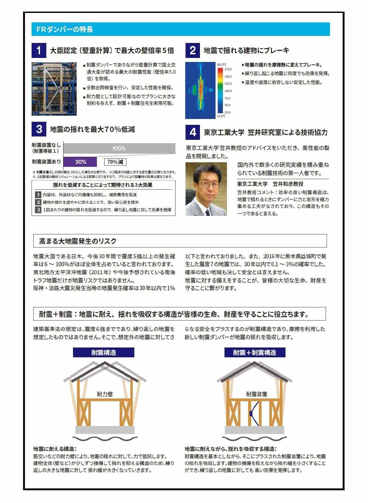 FRダンパーは、地震の揺れを軽減させます。